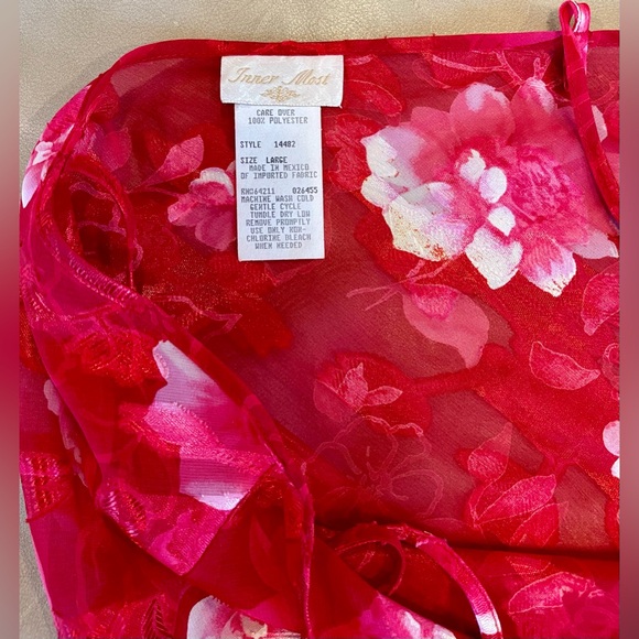 Vintage Vanity Fair Red Floral Slip Dress Lingerie Short Size L - Picture 6 of 6